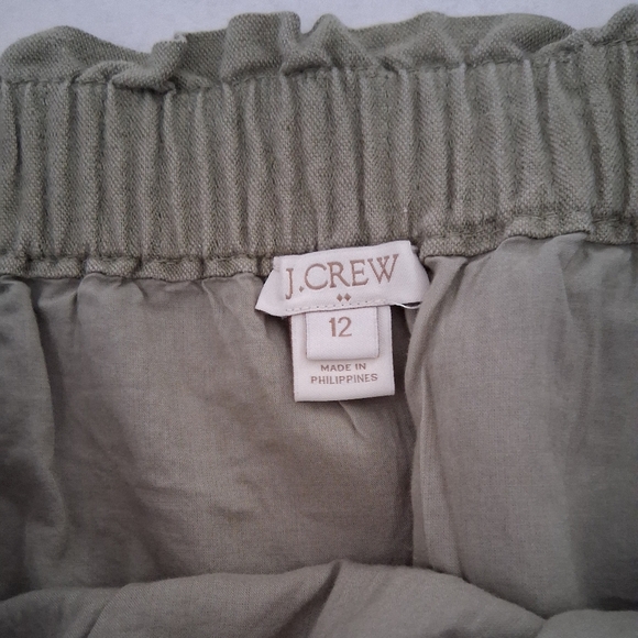 J. Crew/ Linen Blend/ Khaki Green Mini Skirt/ Elastic Waistband/ Size US 12 - Picture 11 of 12